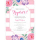 Pink Vintage Flower Triplets Shower Invitations Image 5 of 5